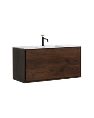 De Lusso 48″ Single Sink Rose Wood Wall Mount Modern Bathroom Vanity