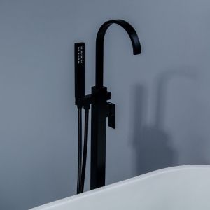 Aqua Arcco Floor Mounted Soaker Tub Faucet - Matte Black
