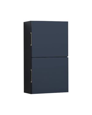 Small Bathroom Navy Blue Linen Side Cabinet w/ 2 Storage Areas