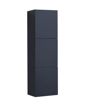 Bathroom Navy Blue Linen Side Cabinet w/ 3 Large Storage Areas