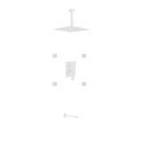Aqua Piazza White Shower Set w/ 12" Ceiling Mount Square Rain Shower, Tub Filler and 4 Body Jets