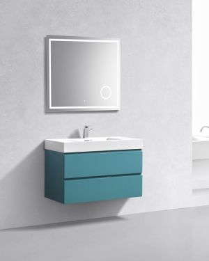 Bliss 36″ Teal Green Wall Mount Modern Bathroom Vanity