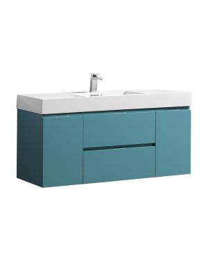 Bliss 48″ Teal Green Wall Mount Single Sink Modern Bathroom Vanity