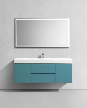 Bliss 60″ Teal Green Wall Mount Single Sink Modern Bathroom Vanity