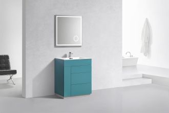 Milano 30" Turquoise Green Floor Mount Modern Bathroom Vanity