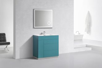 Milano 36" Turquoise Green Floor Mount Modern Bathroom Vanity