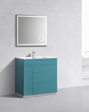Milano 36″ Teal Green Floor Mount Modern Bathroom Vanity