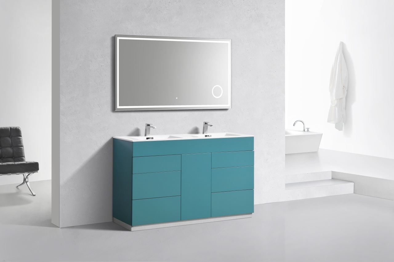 Milano 48" Double Sink Turquoise Green Floor Mount Modern Bathroom Vanity