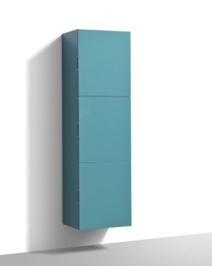 Teal Green Linen Side Bathroom Cabinet w/ 3 Large Storage Areas