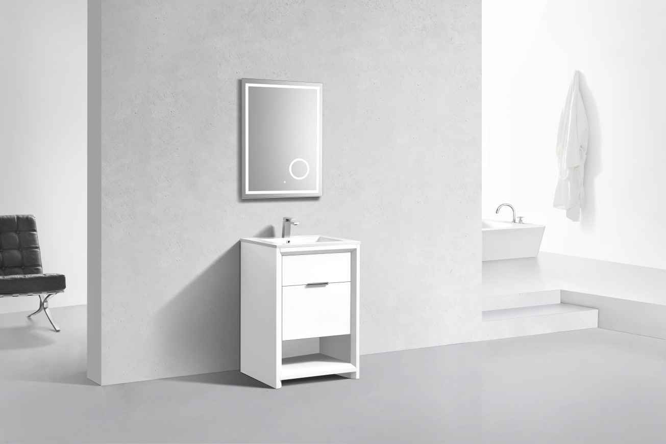 KubeBath 24" Nudo Modern Bathroom Vanity in High Gloss White Finish
