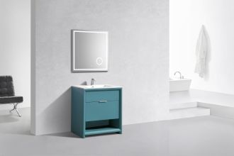 KubeBath 32" Nudo Modern Bathroom Vanity in Teal Green Finish