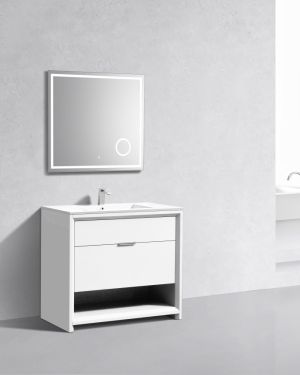 KubeBath 40″ Nudo Modern Bathroom Vanity in High Gloss White Finish