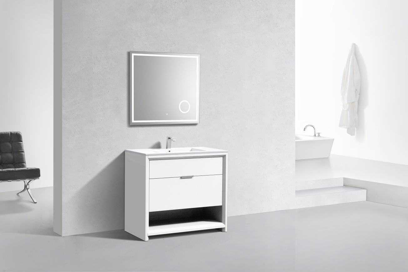 KubeBath 36" Nudo Modern Bathroom Vanity in High Gloss White Finish