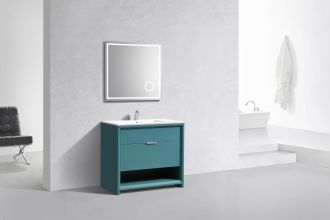 KubeBath 36" Nudo Modern Bathroom Vanity in Teal Green Finish