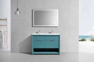 KubeBath 48" Double Sink Nudo Modern Bathroom Vanity in Teal Green Finish