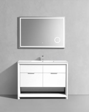 KubeBath 48″ Single Sink Nudo Modern Bathroom Vanity in High Gloss White Finish