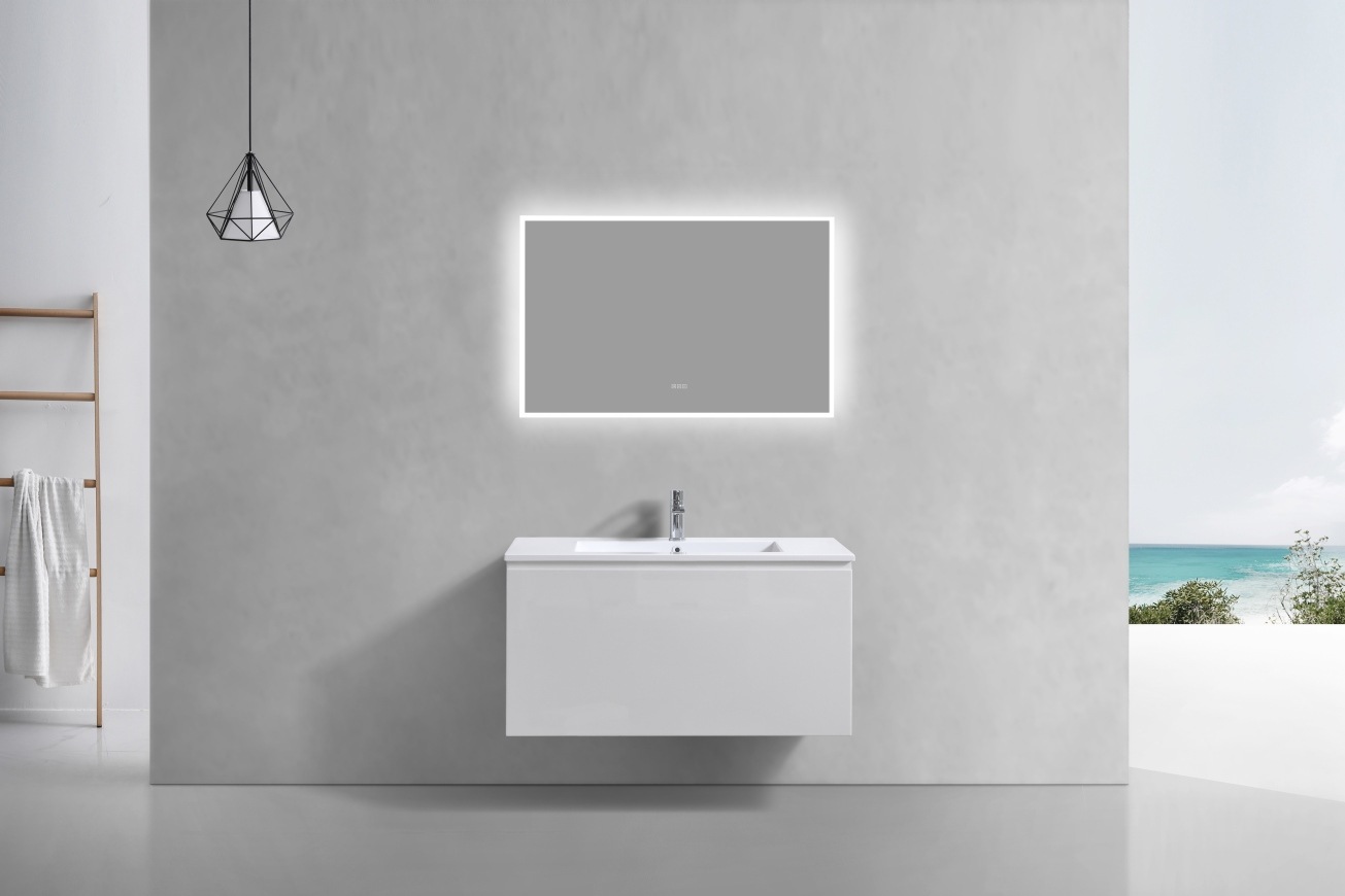 KubeBath 40" Balli Modern Bathroom Vanity in High Gloss White Finish