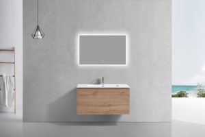 KubeBath 40" Balli Modern Bathroom Vanity in White Oak Finish