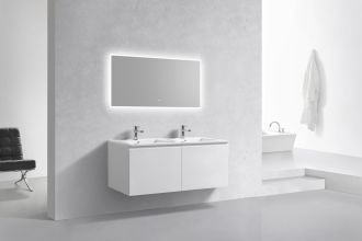 KubeBath 48" Double Sink Balli Modern Bathroom Vanity in High Gloss White Finish