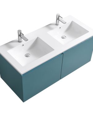 KubeBath 48″ Double Sink Balli Modern Bathroom Vanity in Teal Green Finish