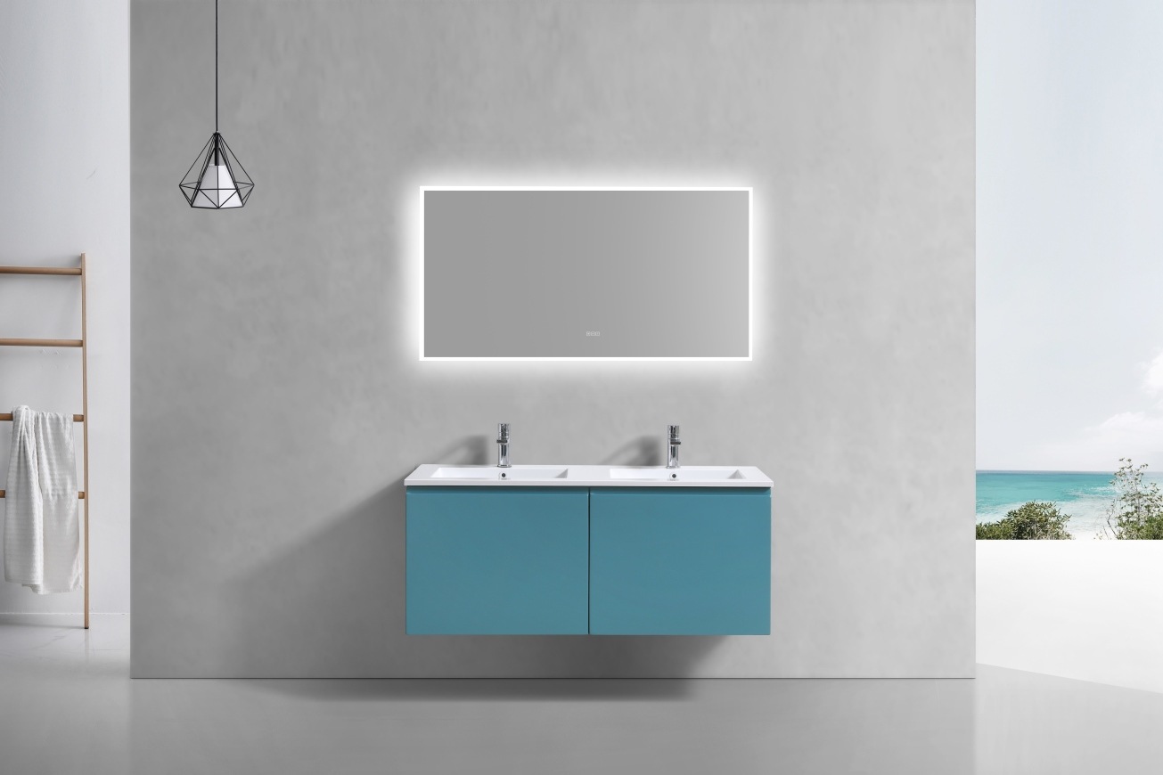 KubeBath 48" Double Sink Balli Modern Bathroom Vanity in Teal Green Finish