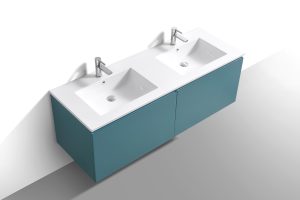 KubeBath 60" Double Sink Balli Modern Bathroom Vanity in Teal Green Finish