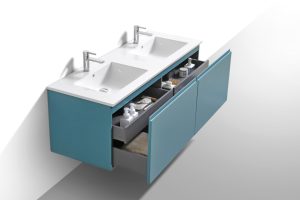 KubeBath 60" Double Sink Balli Modern Bathroom Vanity in Teal Green Finish