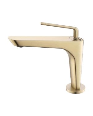 Aqua Saggio by KubeBath Single Lever Bathroom Vanity Faucet – Brushed Gold
