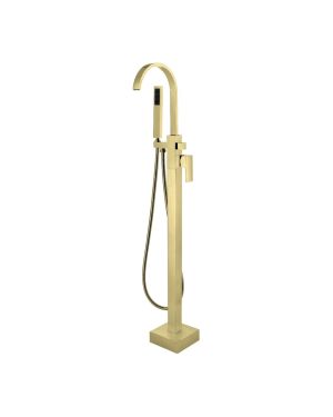 Aqua Arcco Floor Mounted Soaker Tub Faucet – Brushed Gold