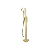 Aqua Arcco Floor Mounted Soaker Tub Faucet - Brushed Gold