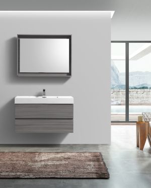 Bliss 40″ Vulcan Ash Grey Wall Mount Modern Bathroom Vanity