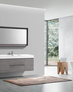 Bliss 60″ Vulcan Ash Grey Wall Mount Single Sink Modern Bathroom Vanity