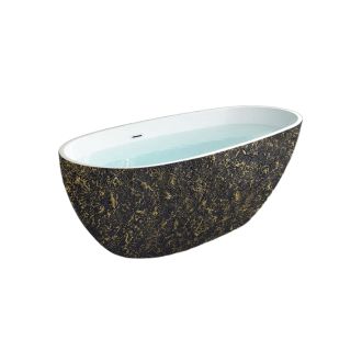 Kube BALLI 67'' Black and Gold Free Standing Bathtub
