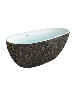 Kube BALLI 67” Black and Gold Free Standing Bathtub