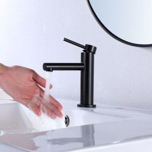 Aqua Legga Single Lever Bathroom Vanity Faucet - Matte Black