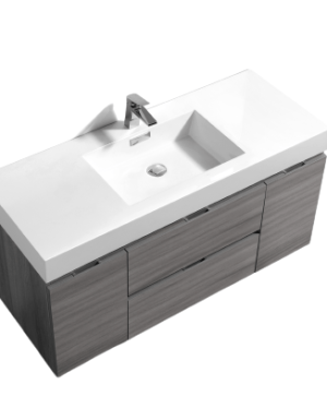 Bliss 48″ Vulcan Ash Grey Wall Mount Single Sink Modern Bathroom Vanity