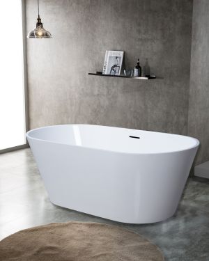 Kube Ovale 59” White Free Standing Bathtub – White