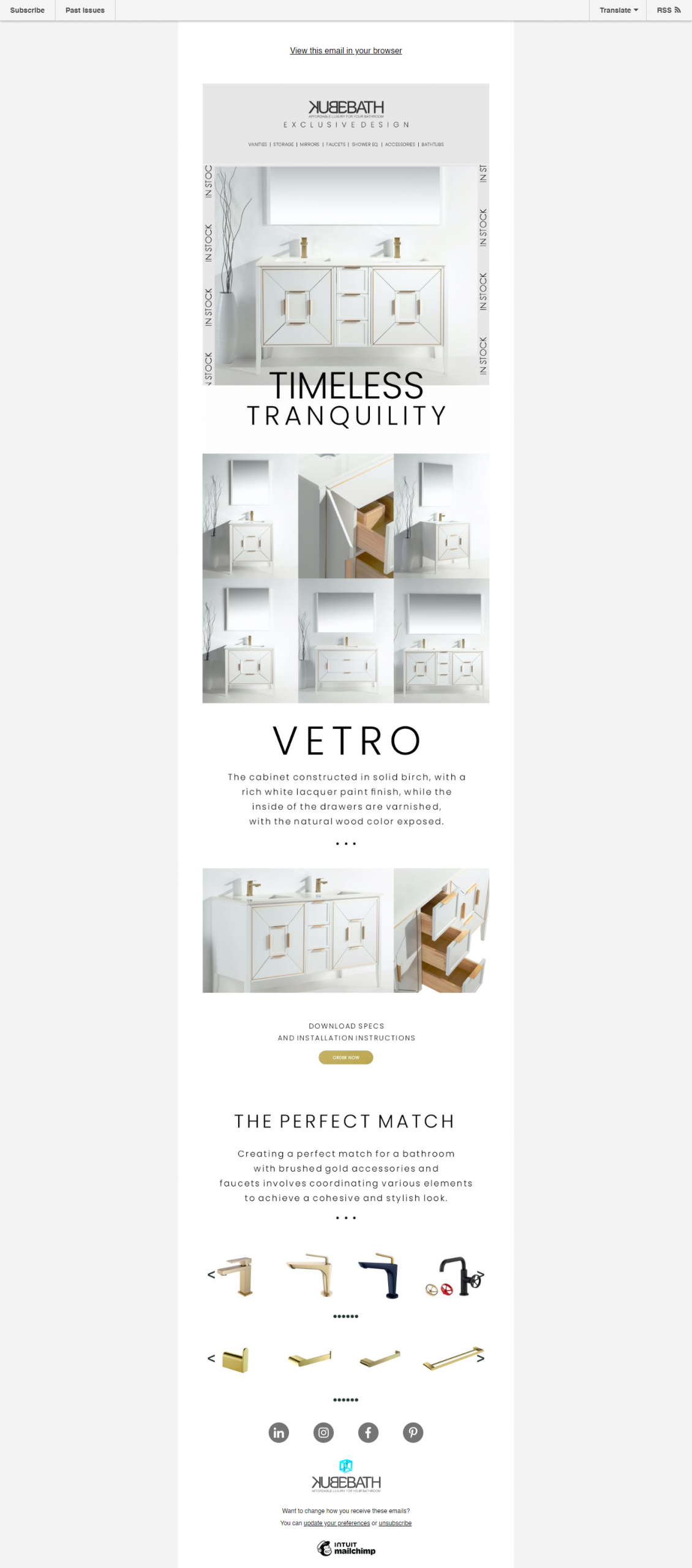 Kubebath Newsletter - Kubebath - Vetro Collection Timeless Tranquility