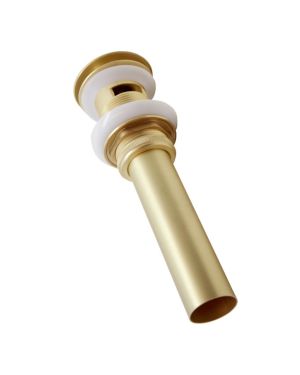 Kubebath Solid Brass Pop-Up Drain Brushed Gold Finish – With Overflow