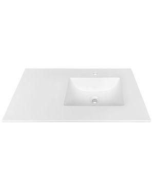 35.5” x 19.67” KubeBath White Quartz Counter-Top W/ Under-Mount Sink – L