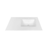 35.5'' x 19.67'' KubeBath White Quartz Counter-Top W/ Under-Mount Sink - L
