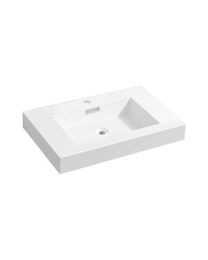 29.5” x 18.5” KubeBath Bliss White Reinforced Acrylic Composite Sink with Overflow