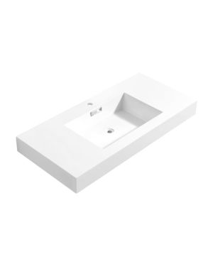 39.5” x 18.5” KubeBath Bliss White Reinforced Acrylic Composite Sink with Overflow