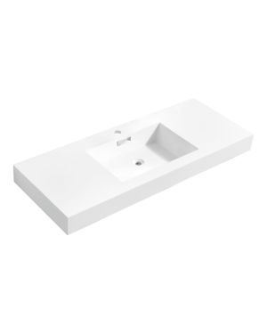 47.25” x 18.5” KubeBath Bliss White Reinforced Acrylic Composite Sink with Overflow