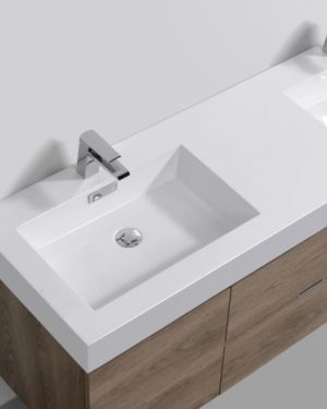 59” x 18.5” KubeBath Bliss White Reinforced Acrylic Composite Sink with Overflow – Double