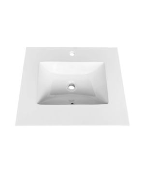 24” x 22” KubeBath White Quartz Counter-Top W/ Under-Mount Sink