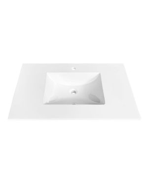 36” x 22” KubeBath White Quartz Counter-Top W/ Under-Mount Sink