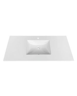 48” x 22” KubeBath White Quartz Counter-Top W/ Under-Mount Sink