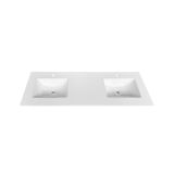 60'' x 22'' KubeBath White Quartz Counter-Top W/ Double Under-Mount Sink