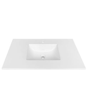 36” x 19.75” KubeBath White Quartz Counter-Top W/ Under-Mount Sink